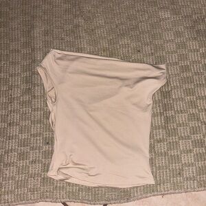 SHEIN Cream Asymmetrical Crop Top